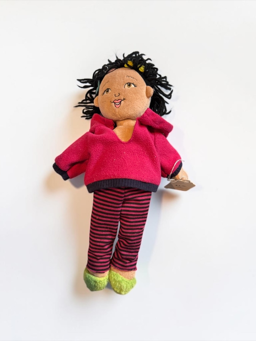 Fancy Nancy Plush Doll JAKKS Pacific Black Yarn Hair Pink Outfit 15”